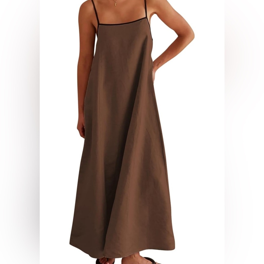 Brown Maxi Dress with cute tie detail in back | Size M